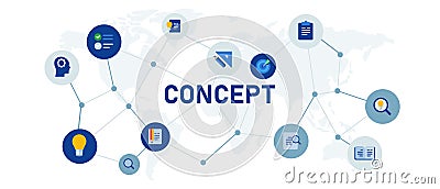 concept conceptual banner header connected icon set symbol illustration Vector Illustration