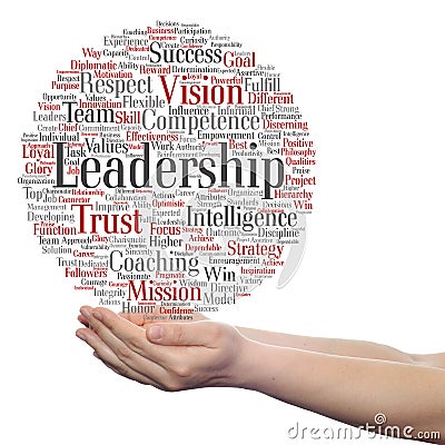 Business leadership, management value word cloud in hand Stock Photo