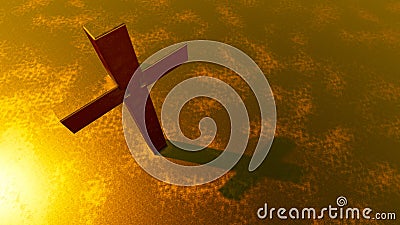 Concept or conceptual gold cross on a golden background. 3d illustration metaphor for God Christ Christianity religious faith Cartoon Illustration