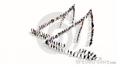 Large community of people as the image of two yachts on white background Cartoon Illustration