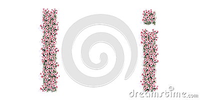 Set of beautifull blooming lilies bouquets forming the font I. 3d illustration metaphor for education Cartoon Illustration