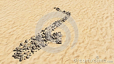 Stones on beach sand handmade symbol shape, golden sandy background, saxophone sign Cartoon Illustration