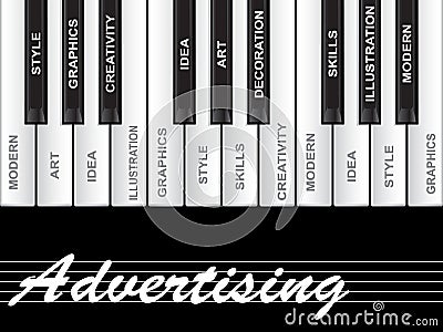 Concept or conceptual white text word cloud tagcloud as piano keys Stock Photo