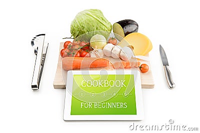 Coocbook for beginners with food Stock Photo