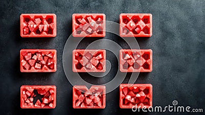 Cooling Delights National Watermelon Day with Watermelon Shaped Ice Cubes.AI Generated Stock Photo