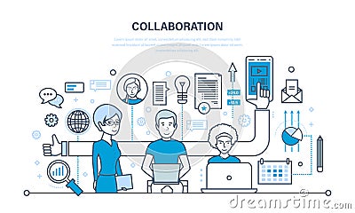 The concept of cooperation, partnerships, teamwork, an integrated approach. Vector Illustration