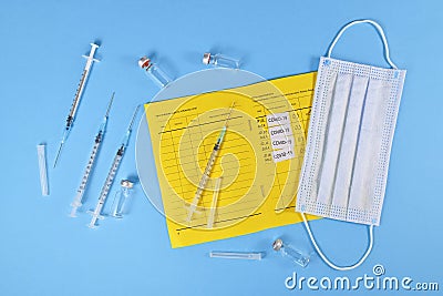 Concept for Corona virus booster vaccination showing vaccine passport with 4 entries Stock Photo