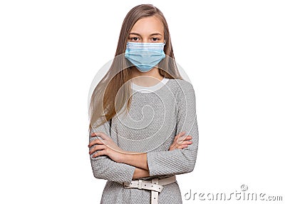 Teen girl in protective face mask Stock Photo