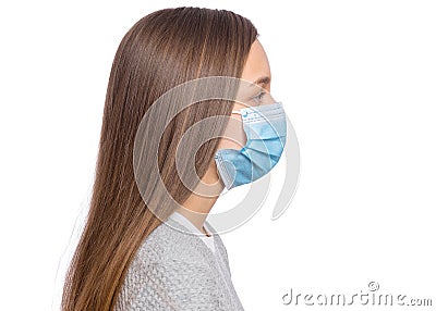 Teen girl in protective face mask Stock Photo