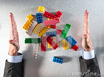 Concept of corporate order with rigorous businessman hands framing organization Stock Photo