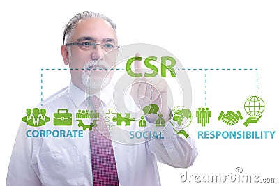 Concept of CSR - corporate social responsibility with businessma Stock Photo