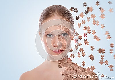 Concept of cosmetic effects, treatment, skin care Stock Photo