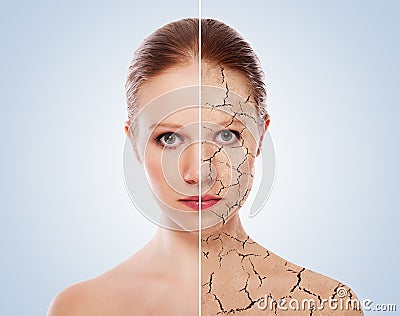 Concept of cosmetic effects, treatment, skin care Stock Photo