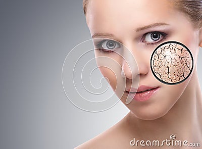 Concept of cosmetic effects, treatment, skin care Stock Photo