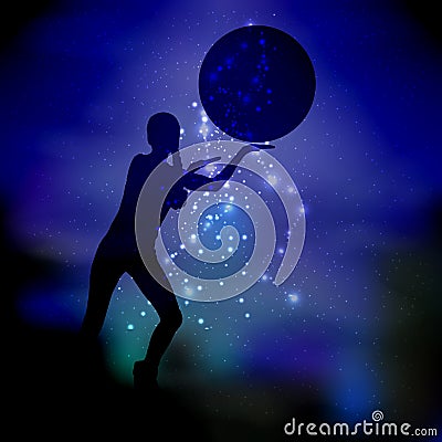 Concept cosmos inside us. yoga. Titats and statuses Stock Photo