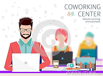 Concept of the coworking center. Vector Illustration