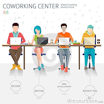 Concept of the coworking center Vector Illustration