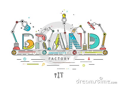 Concept of creating and building brand Vector Illustration