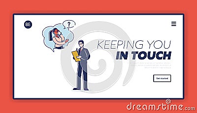 Concept Of Creation Checklist. Website Landing Page. Businessman Writes Notes In Notebook. Man Create Checklist Vector Illustration