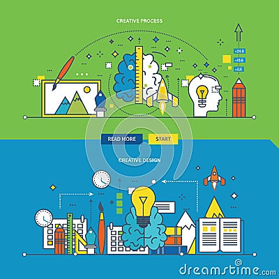 Concept of creative process, innovation and design. Vector Illustration