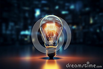 Concept of creativity outlined by a glowing light bulb in 3D rendering Stock Photo