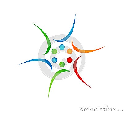 Crowd of People together in Circle Logo. Stock Photo