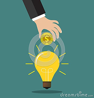 Concept for crowdfunding, investing into ideas Vector Illustration