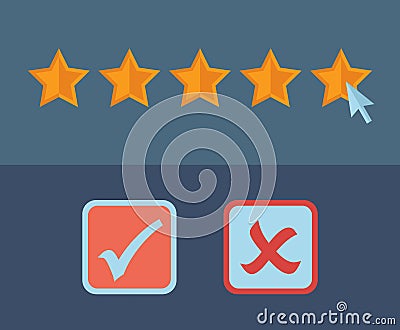 Concept for customer review. Check list icons. Vector Illustration
