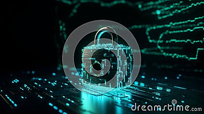 Concept for data privacy.conceptual cyber security encryption. Generative AI Stock Photo