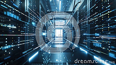 Concept of database server room, big data, communication technology, network system Stock Photo