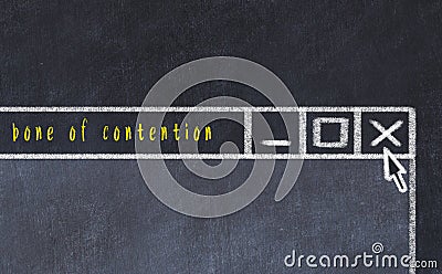 Concept of dealing with problem. Chalk drawing of closing program window with caption bone of contention Stock Photo