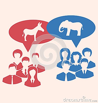 Concept of Debate Republicans and Democrats Vector Illustration