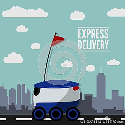 Concept for delivery service. Delivery robot Vector Illustration