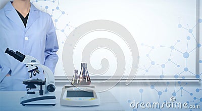 Scientist Lab Banner Stock Photo