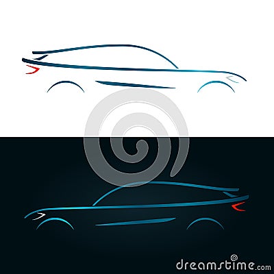Concept design blue car silhouette. Vector Illustration