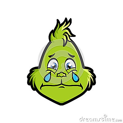 Grinch Emoticon Emoji Sad Face Sticker Vector Illustration ...