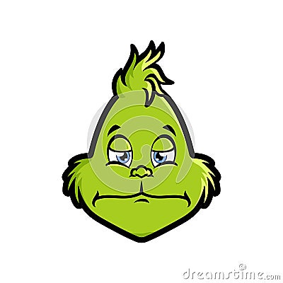 Grinch emoji Pensive Face sticker Vector Illustration