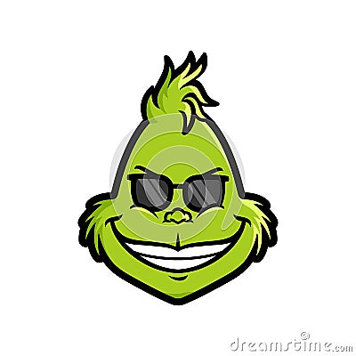 Grinch emoji Smiling Cool Face icon Vector Illustration