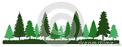 Pine Tree Forest evergreen Silhouette Clipart Vector Illustration