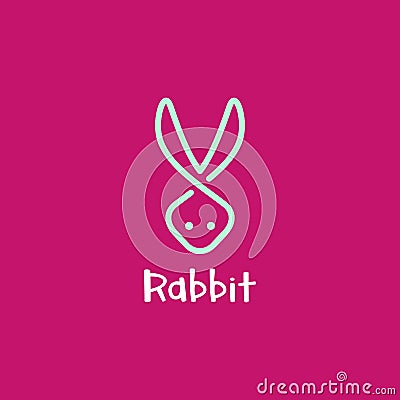 Rabbit line art logo template Vector Illustration
