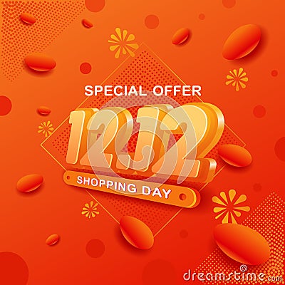 1212 Shopping Day Soft theme style Vector Illustration