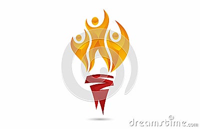 Torch Logo Design Vector Illustration