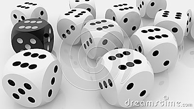 Concept of dices in black and white Cartoon Illustration