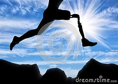 Concept of disability, prosthetic leg Stock Photo