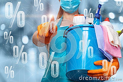 Concept of discounts on cleaning services Stock Photo