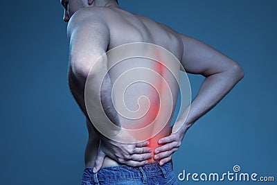 Concept disease. Pain in spine Stock Photo