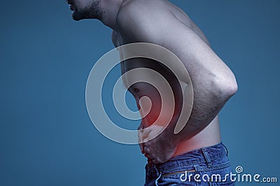 Concept disease. Pain in stomach Stock Photo