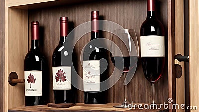 Display and Delight A Visually Stunning Wine Glass Rack for National Red Wine Day Celebrat.AI Generated Stock Photo