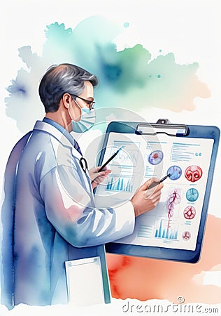 A Doctor Is Writing On A Clipboard With A Stel And A Stel. Generative AI Stock Photo