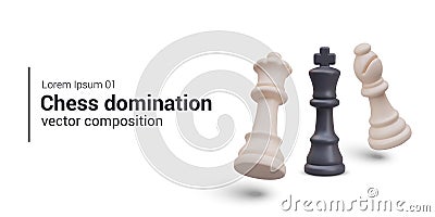 Concept of domination in chess. Secrets of victory, successful combinations Vector Illustration